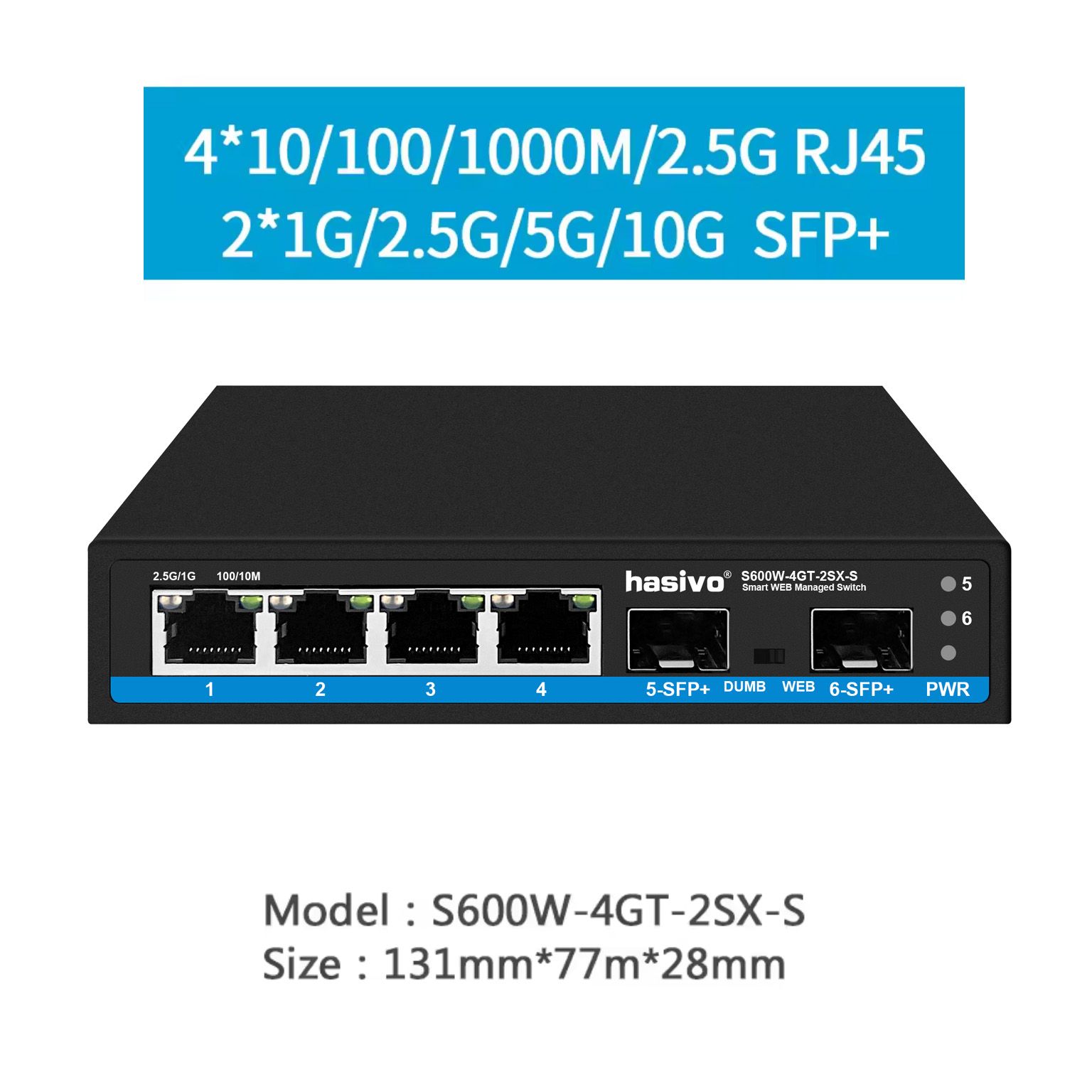 Hasivo 2.5G Network Switch 4/5 - огляд і ціна Sfp+ 10G Managed Switch 8 Port