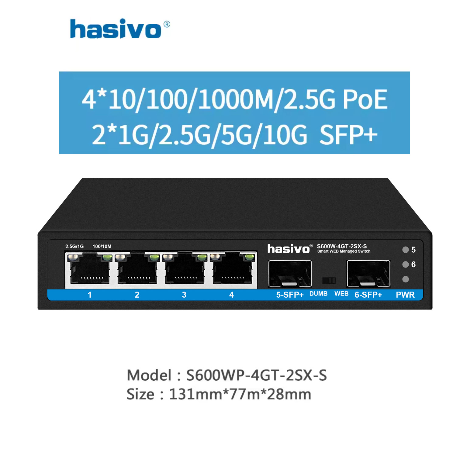 Hasivo 2.5G Network Switch 4/5 - огляд і ціна Sfp+ 10G Managed Switch 8 Port